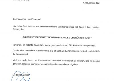 Oberösterreichische Landesregierung verleiht Prof. Dr. Dr. Peter Löw hohe Auszeichnung